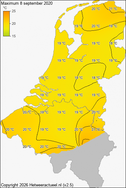Maximum temperatuur 8 september 2020