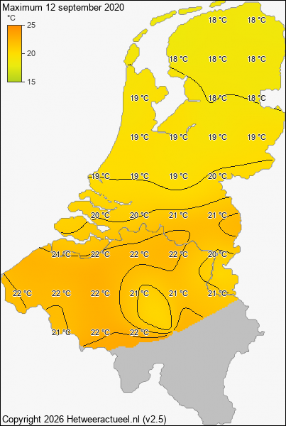 Maximum temperatuur 12 september 2020