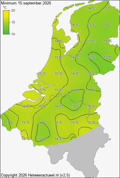 Minimum temperatuur 15 september 2020