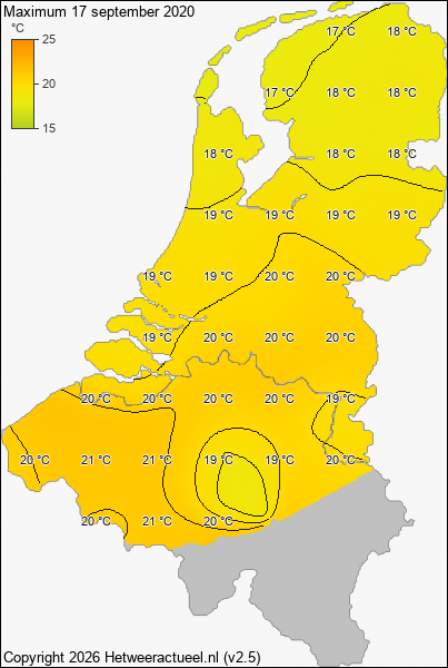 Maximum temperatuur 17 september 2020