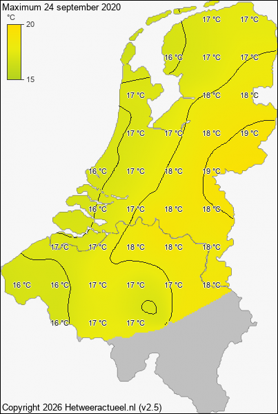 Maximum temperatuur 24 september 2020