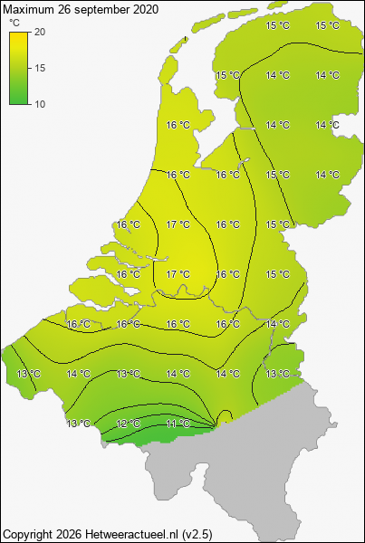 Maximum temperatuur 26 september 2020