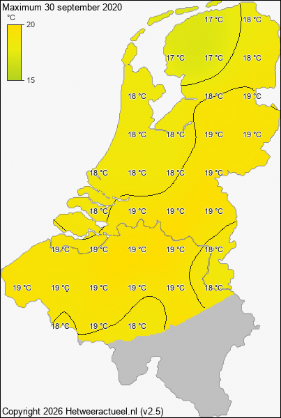 Maximum temperatuur 30 september 2020