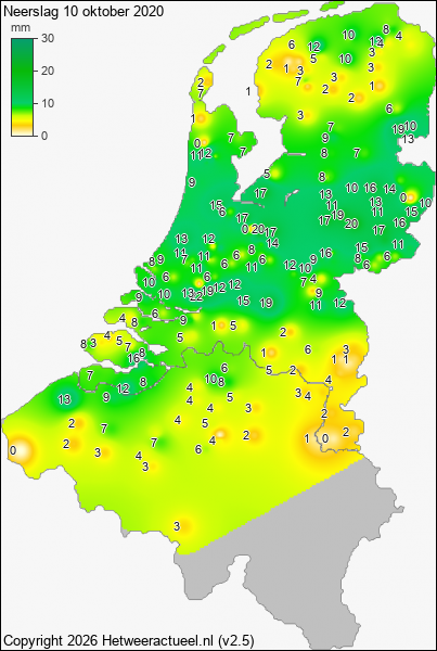 Neerslag 10 oktober 2020