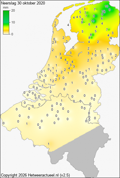 Neerslag 30 oktober 2020
