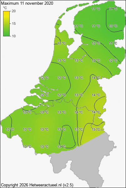 Maximum temperatuur 11 november 2020