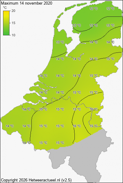 Maximum temperatuur 14 november 2020