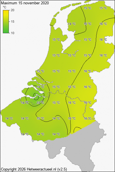 Maximum temperatuur 15 november 2020