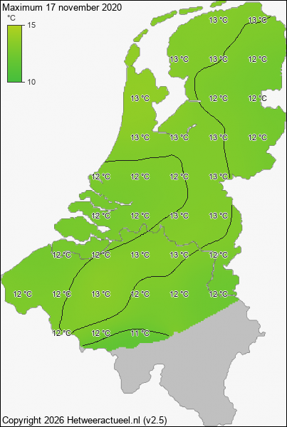 Maximum temperatuur 17 november 2020