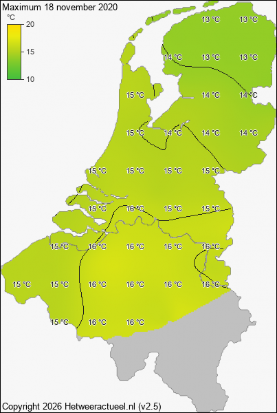 Maximum temperatuur 18 november 2020