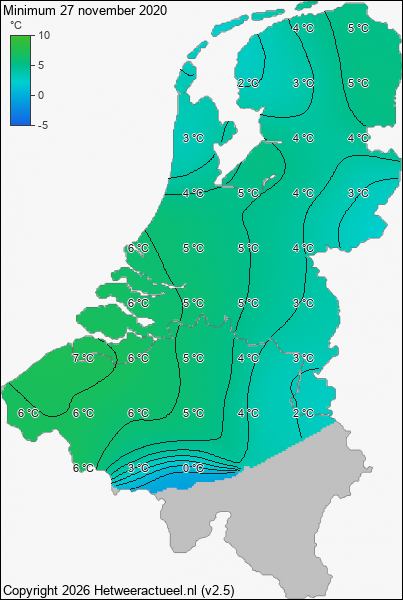 Minimum temperatuur 27 november 2020