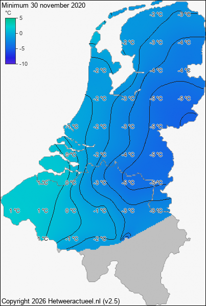 Minimum temperatuur 30 november 2020