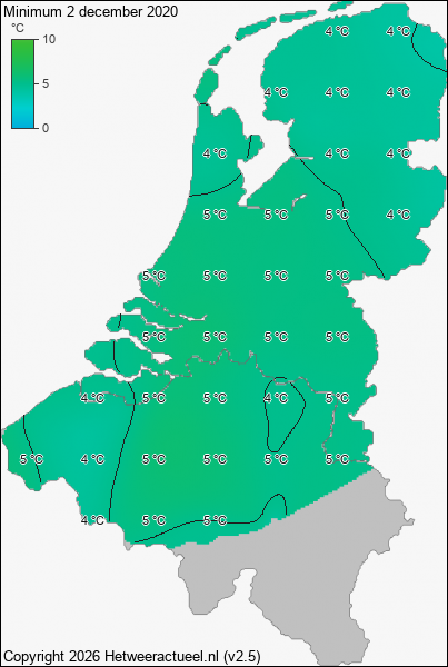 Minimum temperatuur 2 december 2020