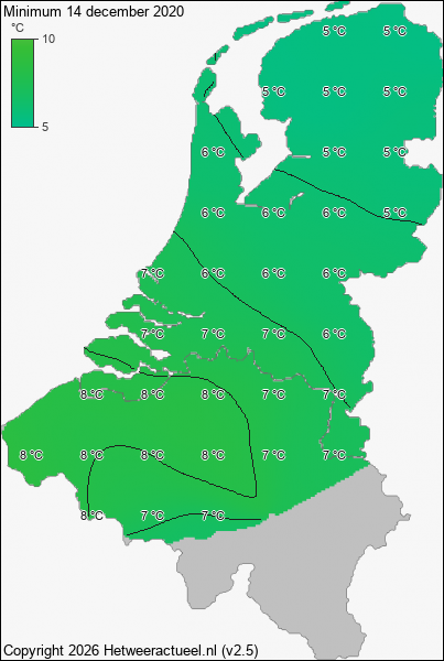 Minimum temperatuur 14 december 2020