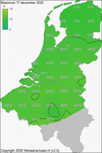 Maximum temperatuur 17 december 2020
