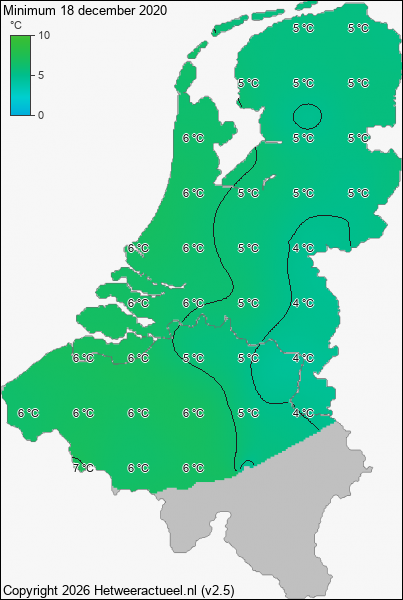 Minimum temperatuur 18 december 2020