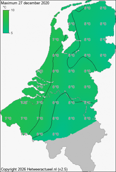 Maximum temperatuur 27 december 2020