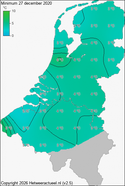 Minimum temperatuur 27 december 2020