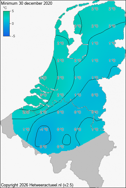 Minimum temperatuur 30 december 2020