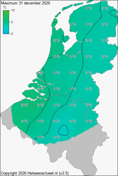 Maximum temperatuur 31 december 2020