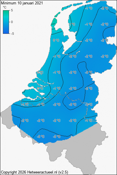 Minimum temperatuur 10 januari 2021