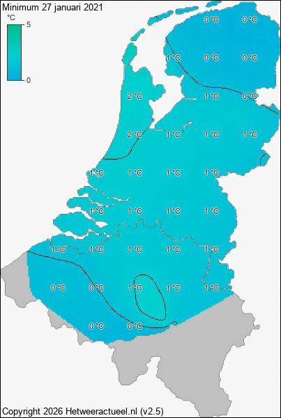 Minimum temperatuur 27 januari 2021