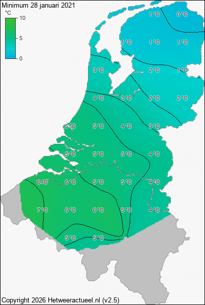 Minimum temperatuur 28 januari 2021