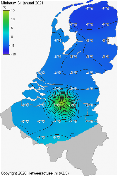 Minimum temperatuur 31 januari 2021
