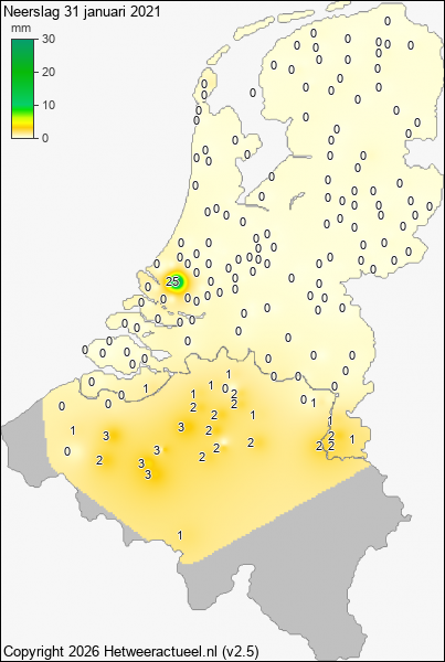 Neerslag 31 januari 2021