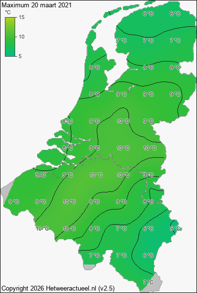 Maximum temperatuur 20 maart 2021