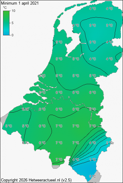 Minimum temperatuur 1 april 2021
