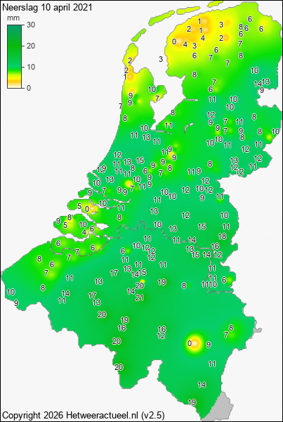 Neerslag 10 april 2021