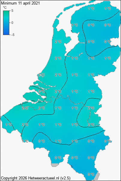 Minimum temperatuur 11 april 2021