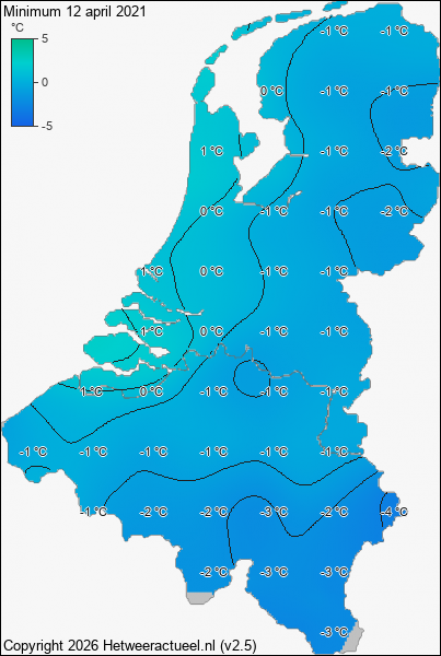 Minimum temperatuur 12 april 2021