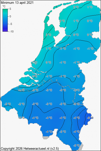 Minimum temperatuur 13 april 2021