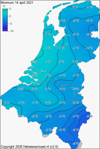 Minimum temperatuur 14 april 2021