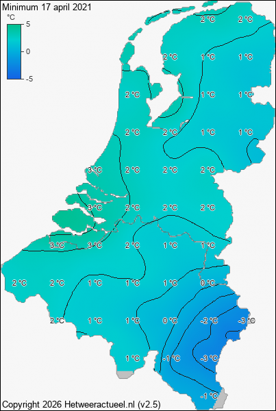 Minimum temperatuur 17 april 2021