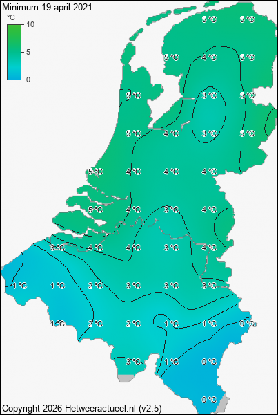 Minimum temperatuur 19 april 2021