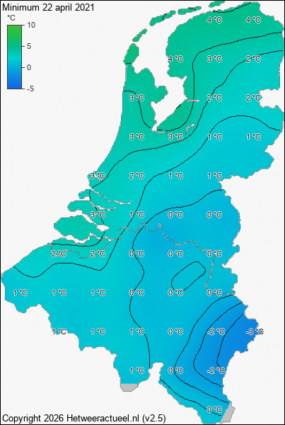 Minimum temperatuur 22 april 2021