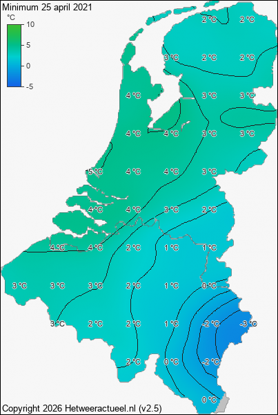Minimum temperatuur 25 april 2021