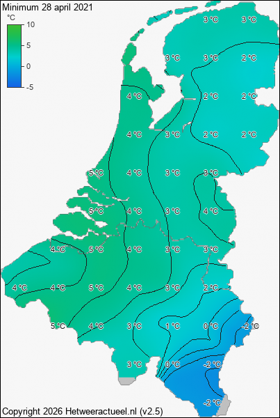 Minimum temperatuur 28 april 2021