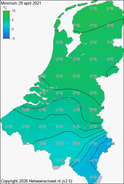 Minimum temperatuur 29 april 2021