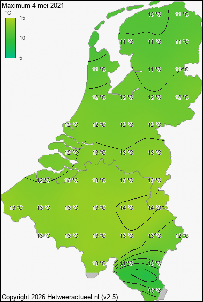 Maximum temperatuur 4 mei 2021