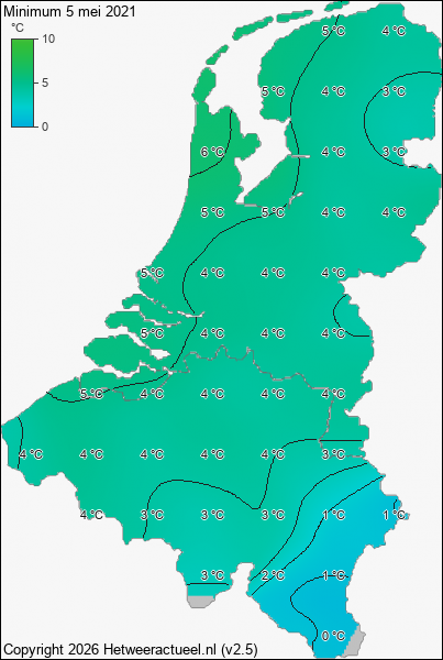 Minimum temperatuur 5 mei 2021