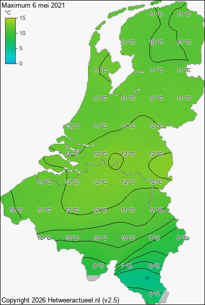 Maximum temperatuur 6 mei 2021