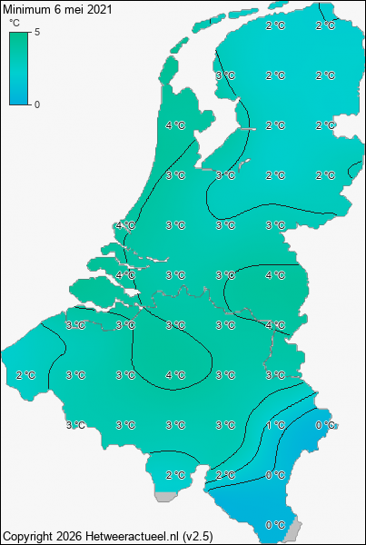 Minimum temperatuur 6 mei 2021