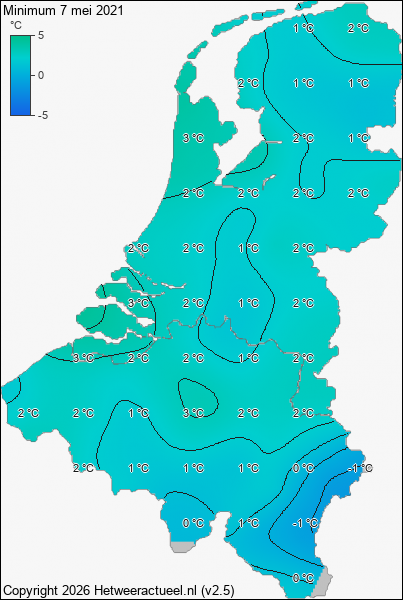 Minimum temperatuur 7 mei 2021