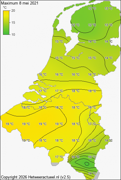 Maximum temperatuur 8 mei 2021
