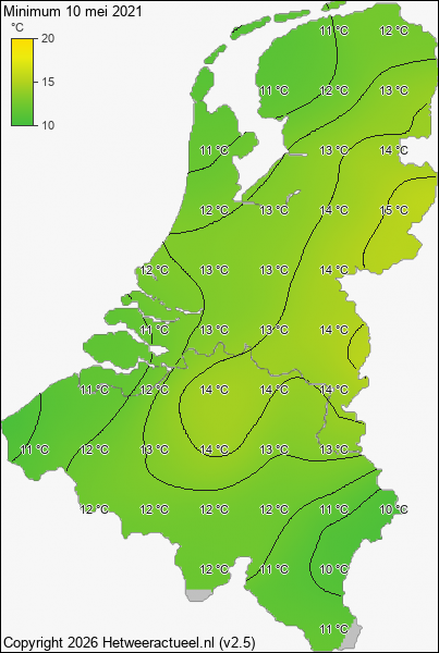 Minimum temperatuur 10 mei 2021
