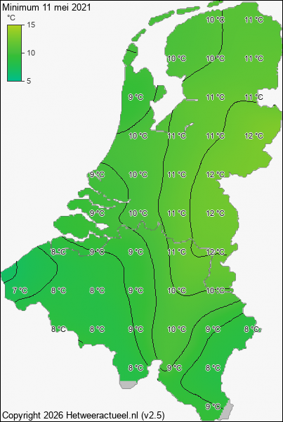 Minimum temperatuur 11 mei 2021